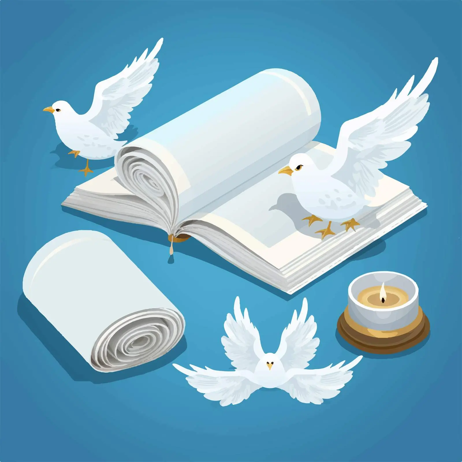 Holy Spirit with Religious Parchments Vector Art – free vector art set image from Dotvec