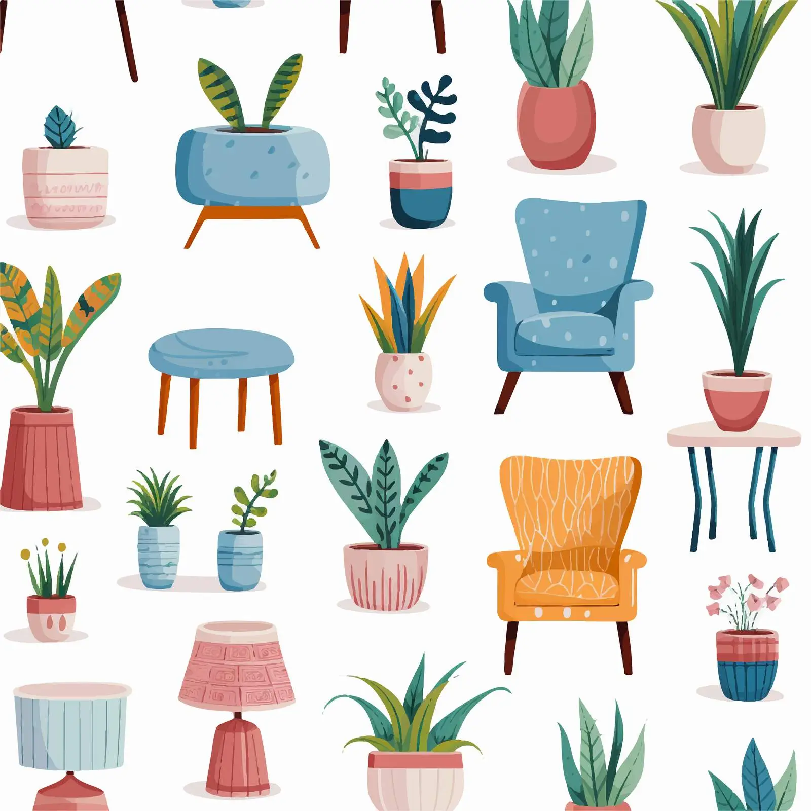 Hand-Drawn Seamless Home Decor Pattern — free download from Dotvec