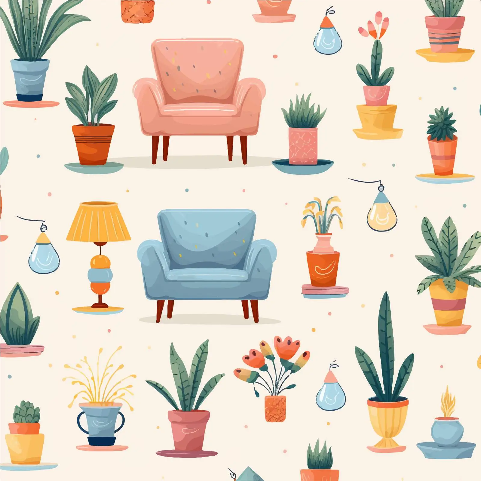 Hand-Drawn Seamless Home Decor Pattern — free download from Dotvec