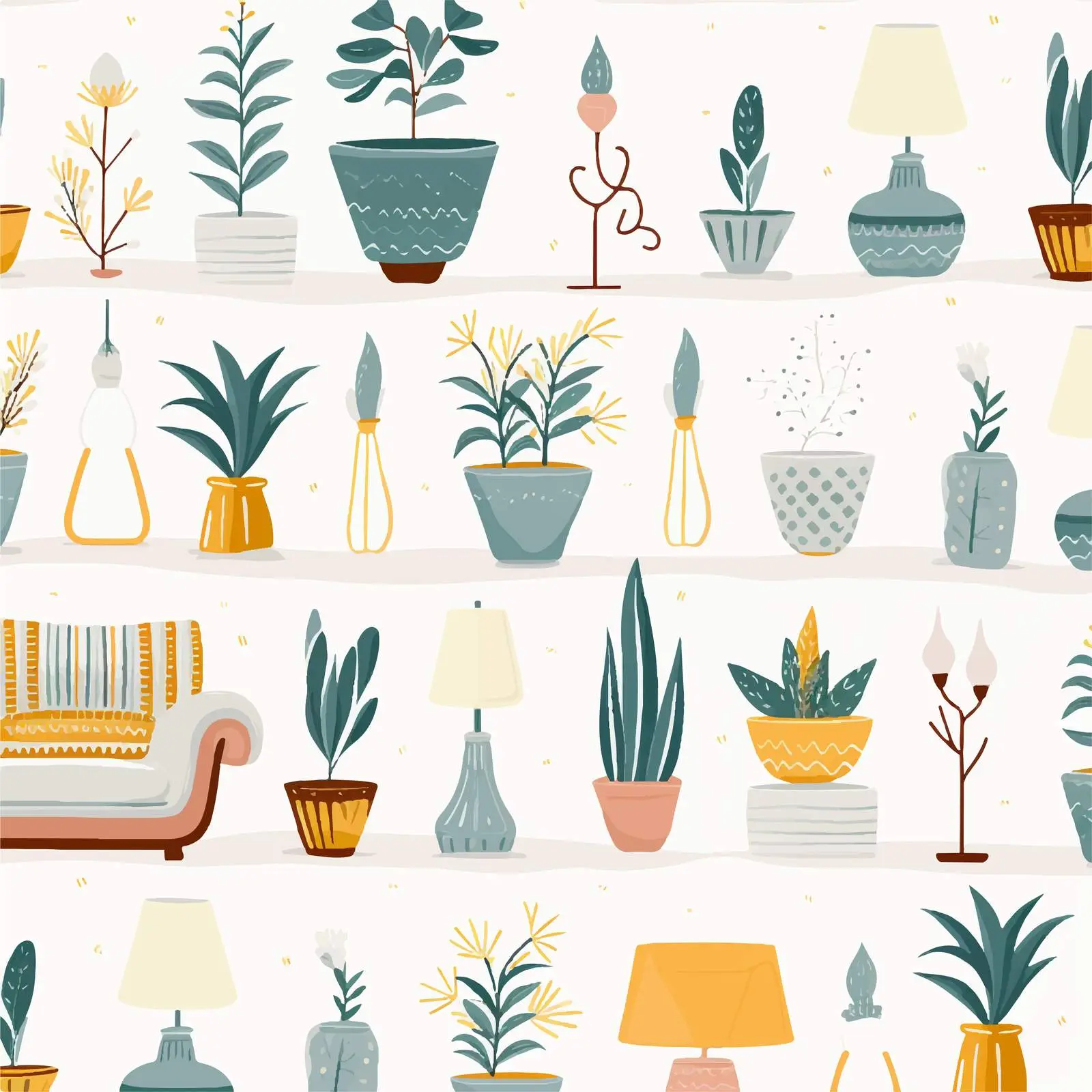 Hand-Drawn Seamless Home Decor Pattern — free download from Dotvec