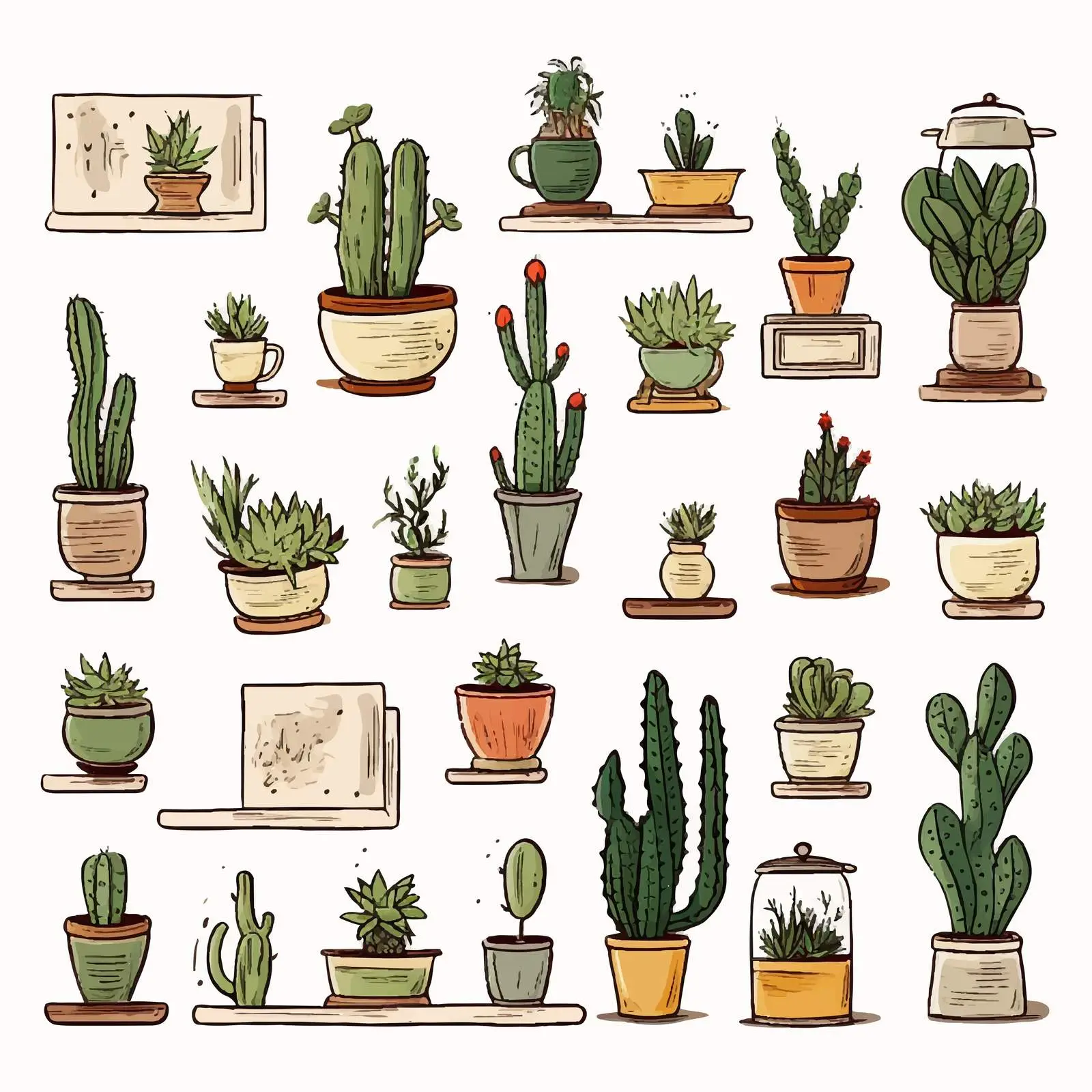 Hand-Drawn Potted House Plant Illustrations — free download from Dotvec