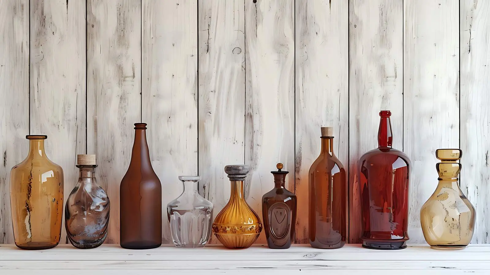Vintage Bottles on Rustic Wooden Wall — free download from Dotvec