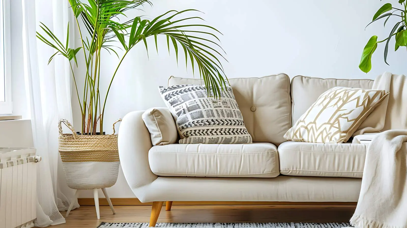 Cozy Living Room with White Walls and Sofa — free download from Dotvec