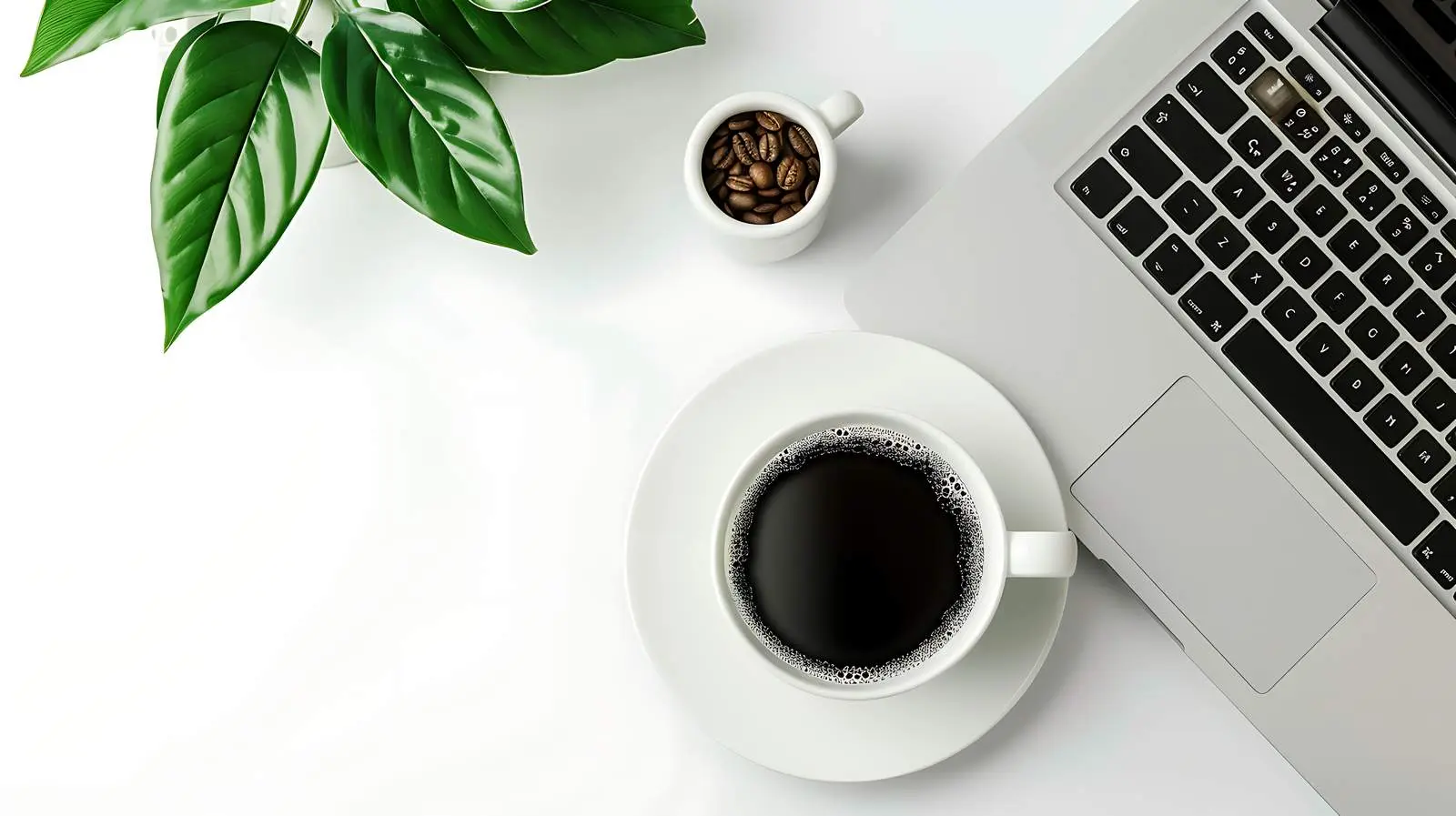 Modern Home Office Workspace with Laptop and Coffee — free download from Dotvec