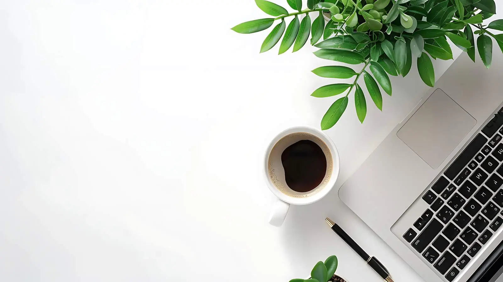 Home Office Workspace with Laptop and Coffee — free download from Dotvec