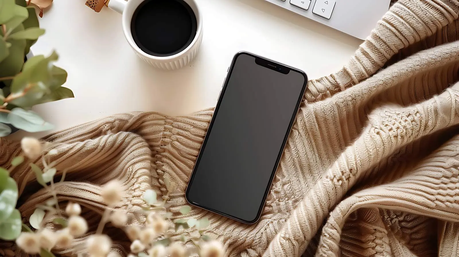 Home Office Desk with Mockup Screen and Smartphone — free download from Dotvec