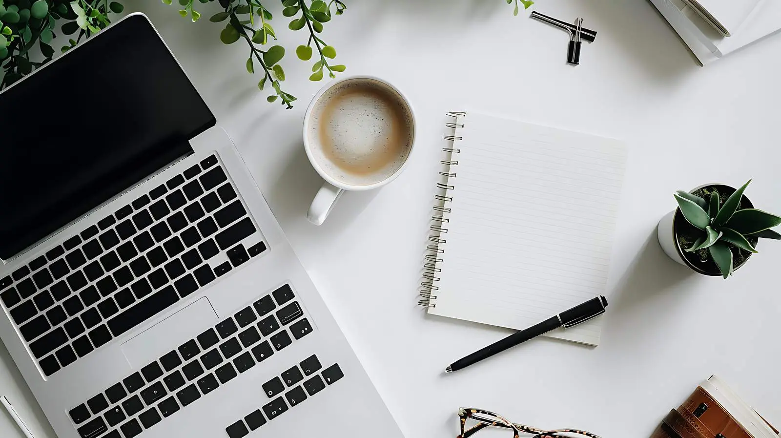 Home Office Workspace with Blank Screen and Smartphone — free download from Dotvec