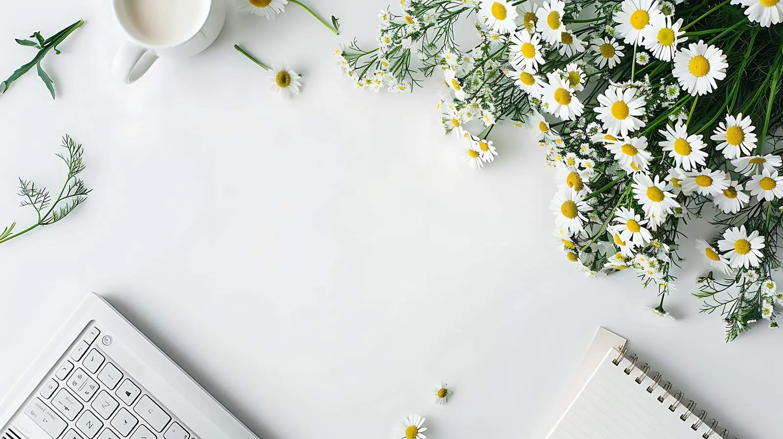 Home Office Desk with Laptop and Blank Sheet — free download from Dotvec