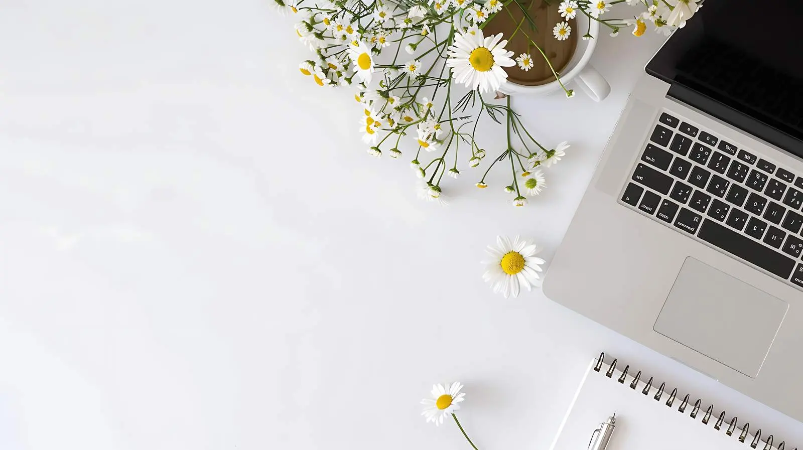 Modern Home Office Desk Workspace with Laptop — free download from Dotvec