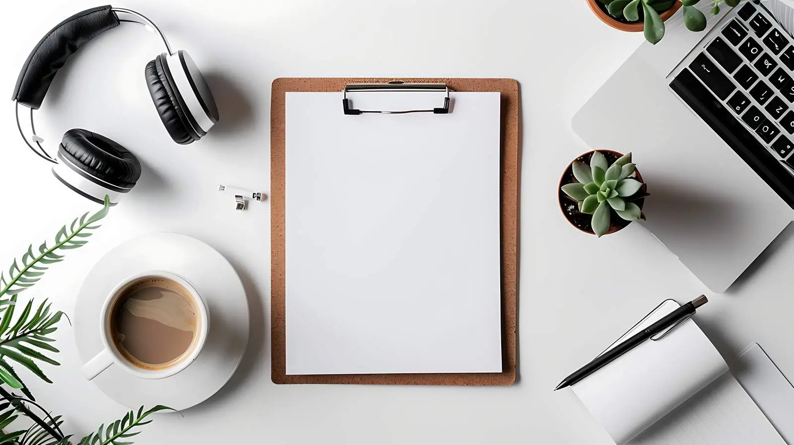 Cozy Home Office Desk with Laptop and Flowers — free download from Dotvec