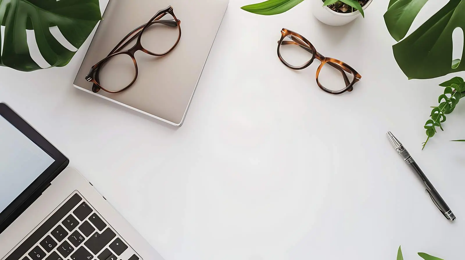 Modern Home Office Workspace with Laptop and Paper – free offices image from Dotvec