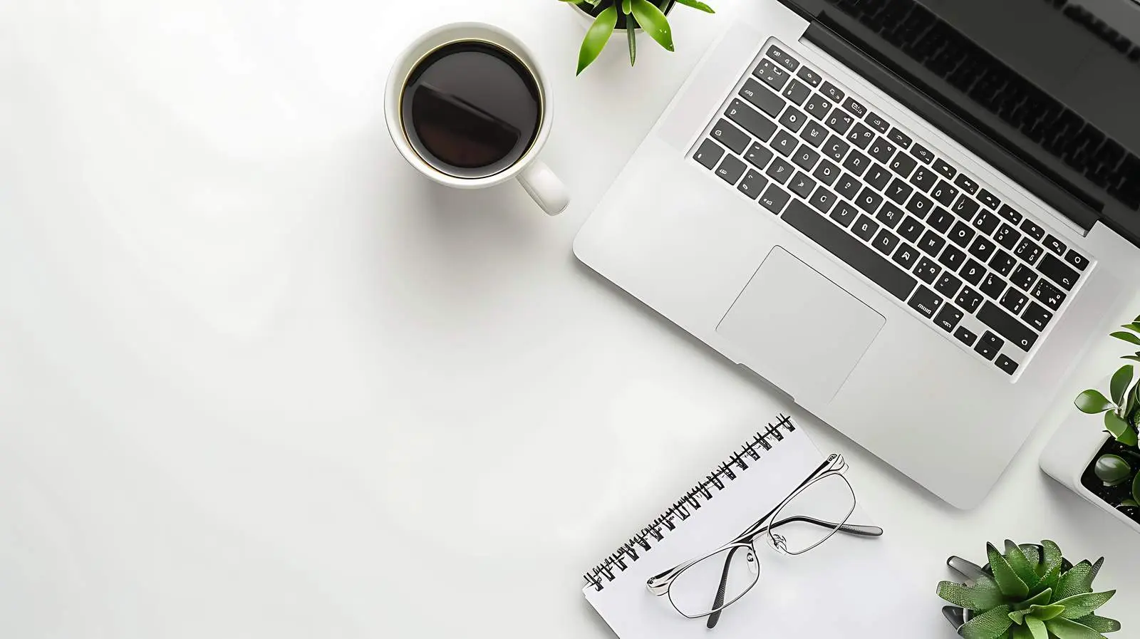 Home Office Desk Workspace with Laptop and Paper — free download from Dotvec