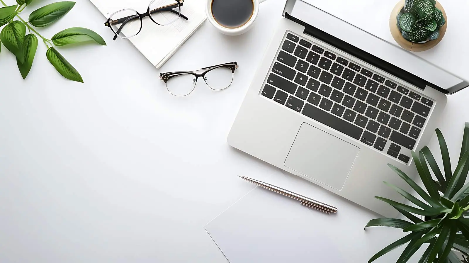 Home Office Workspace with Laptop and Paper — free download from Dotvec