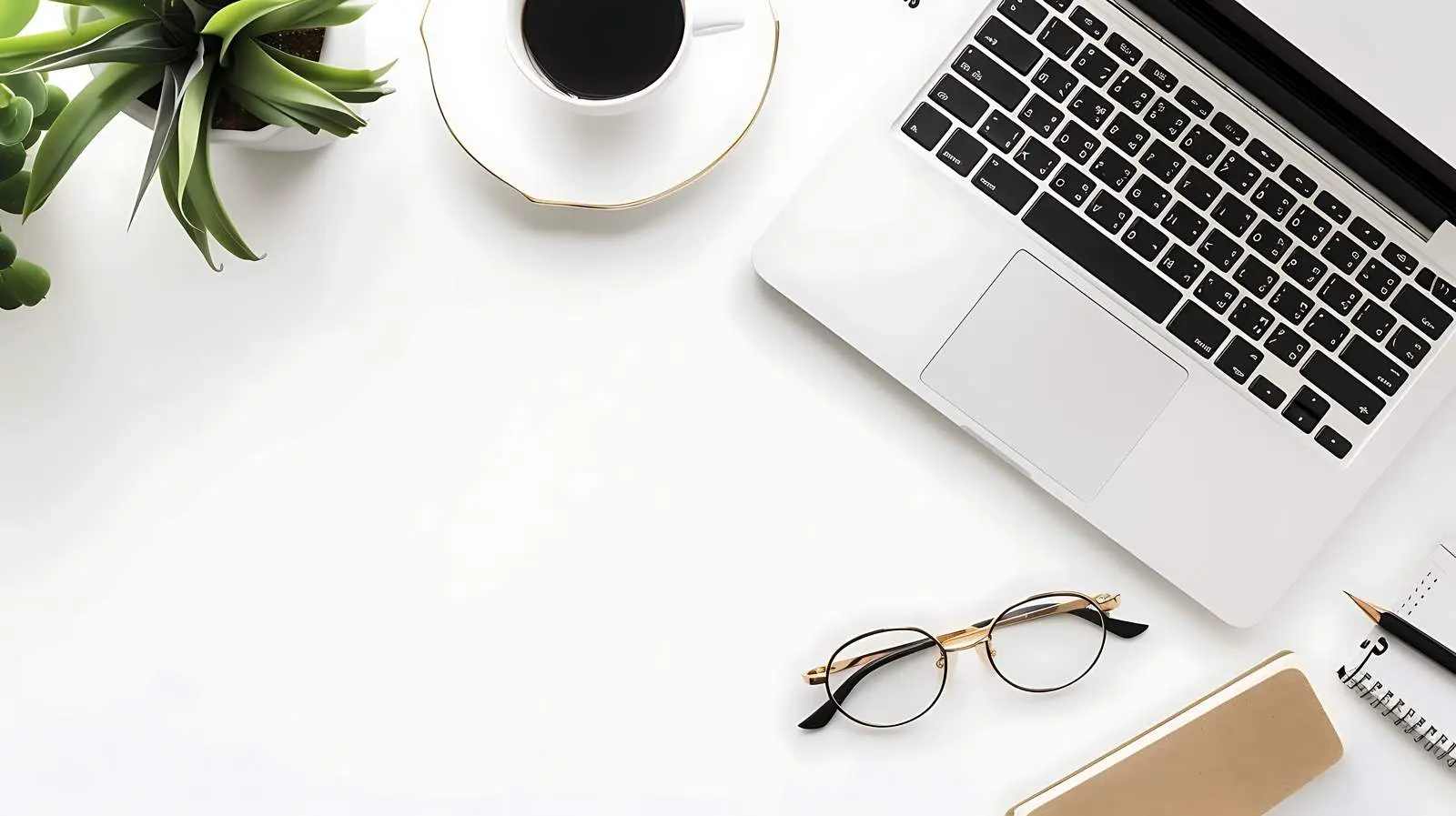 Stylish Home Office Workspace with Laptop and Paper — free download from Dotvec