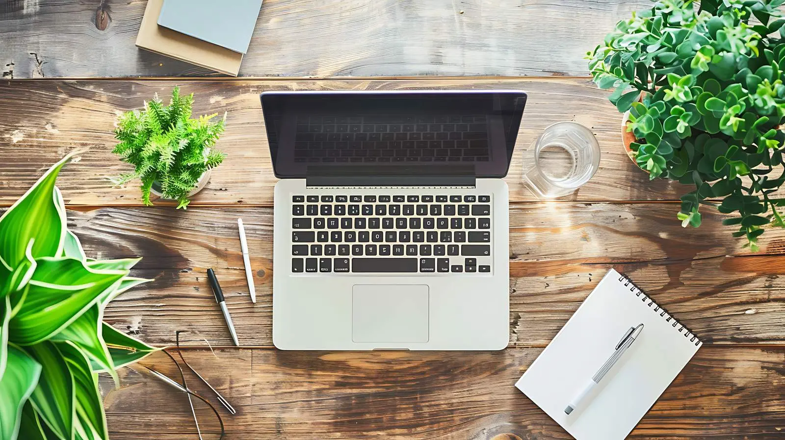 Home Office Desk Workspace with Laptop — free download from Dotvec