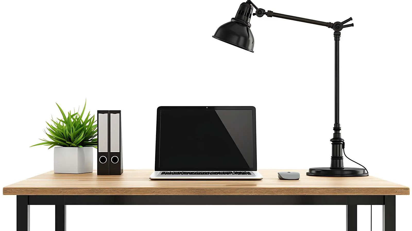 Modern Home Office Workspace with Laptop and Lamp – free blurred image from Dotvec