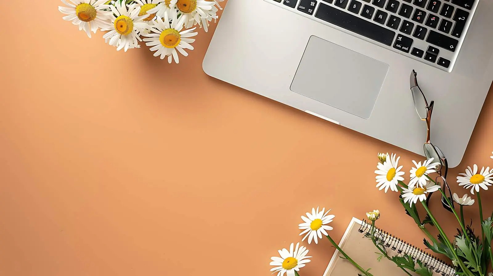 Home Office Desk Workspace with Laptop and Notebook — free download from Dotvec