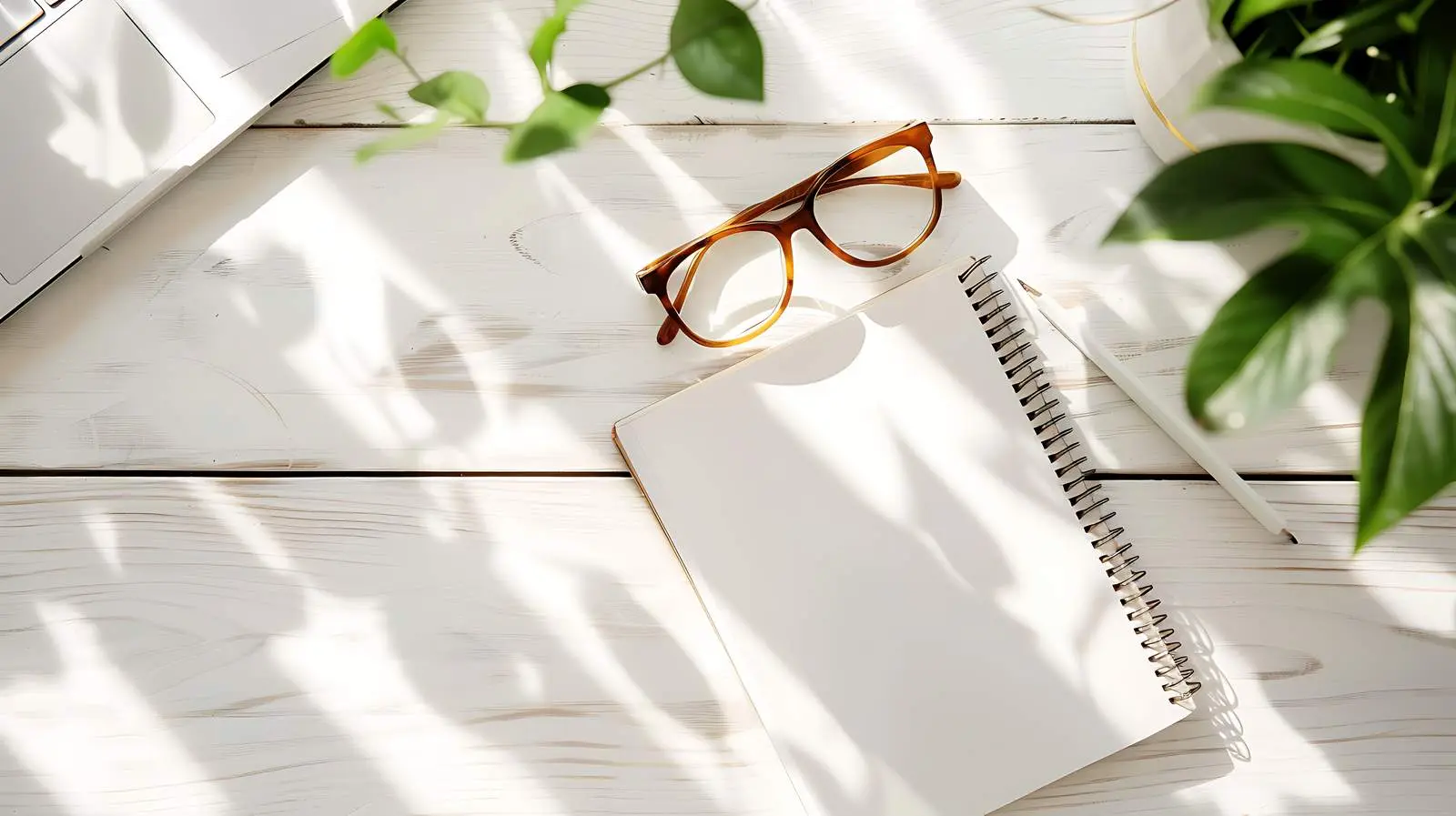 Home Office Workspace with Laptop and Notebook — free download from Dotvec