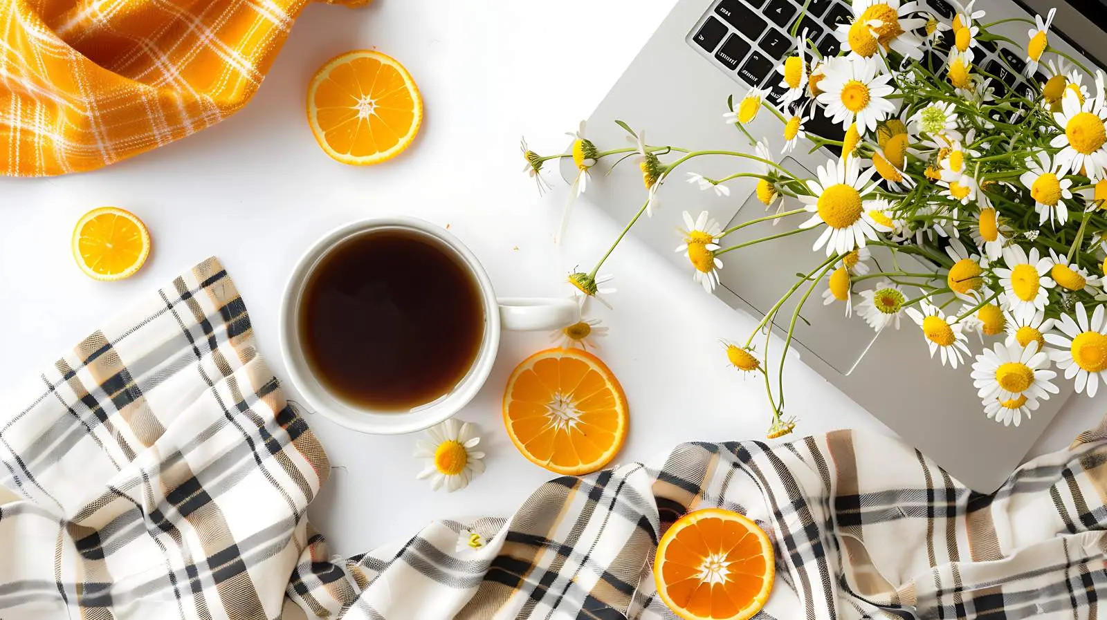 Stylish Home Office Workspace with Laptop and Decor — free download from Dotvec