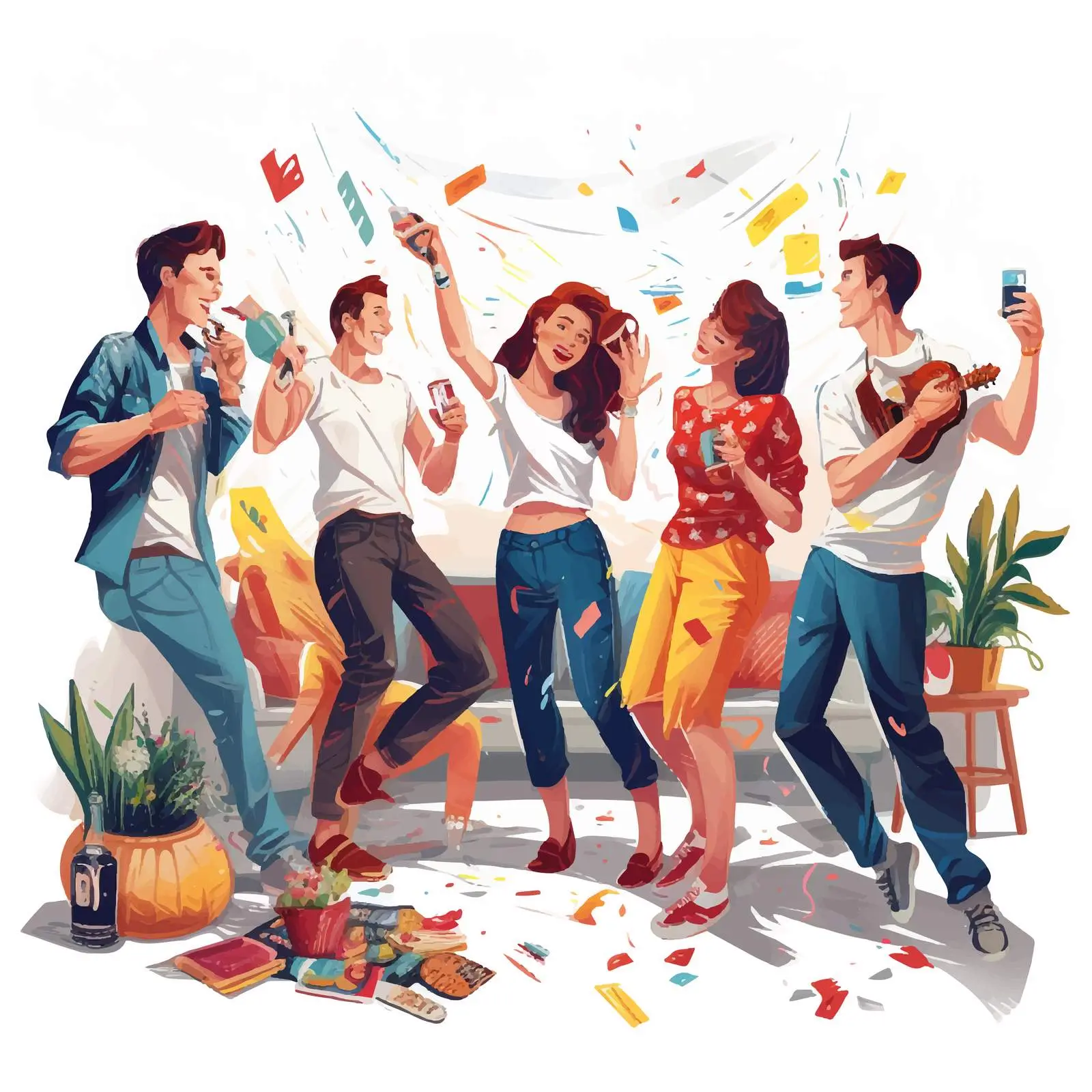 Vibrant Home Party Scene with Young People – free cocktails image from Dotvec
