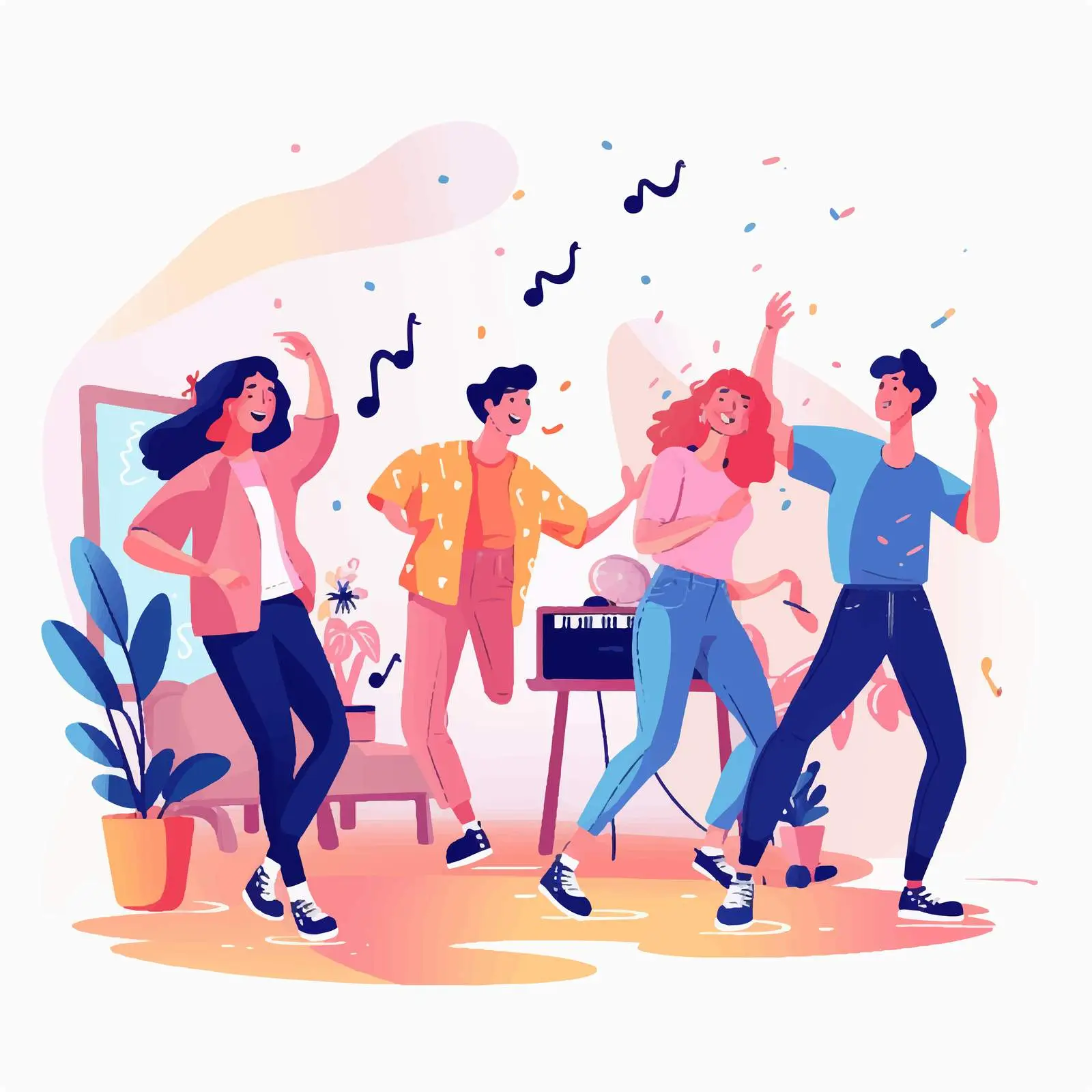 Young People Enjoying a Fun Home Party – free musical event image from Dotvec