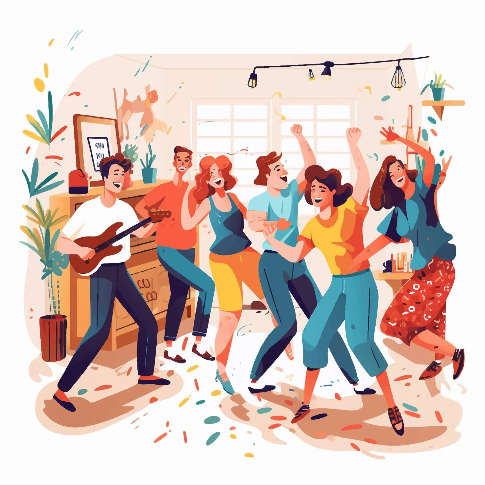Young People Dancing at Home Party — free download from Dotvec