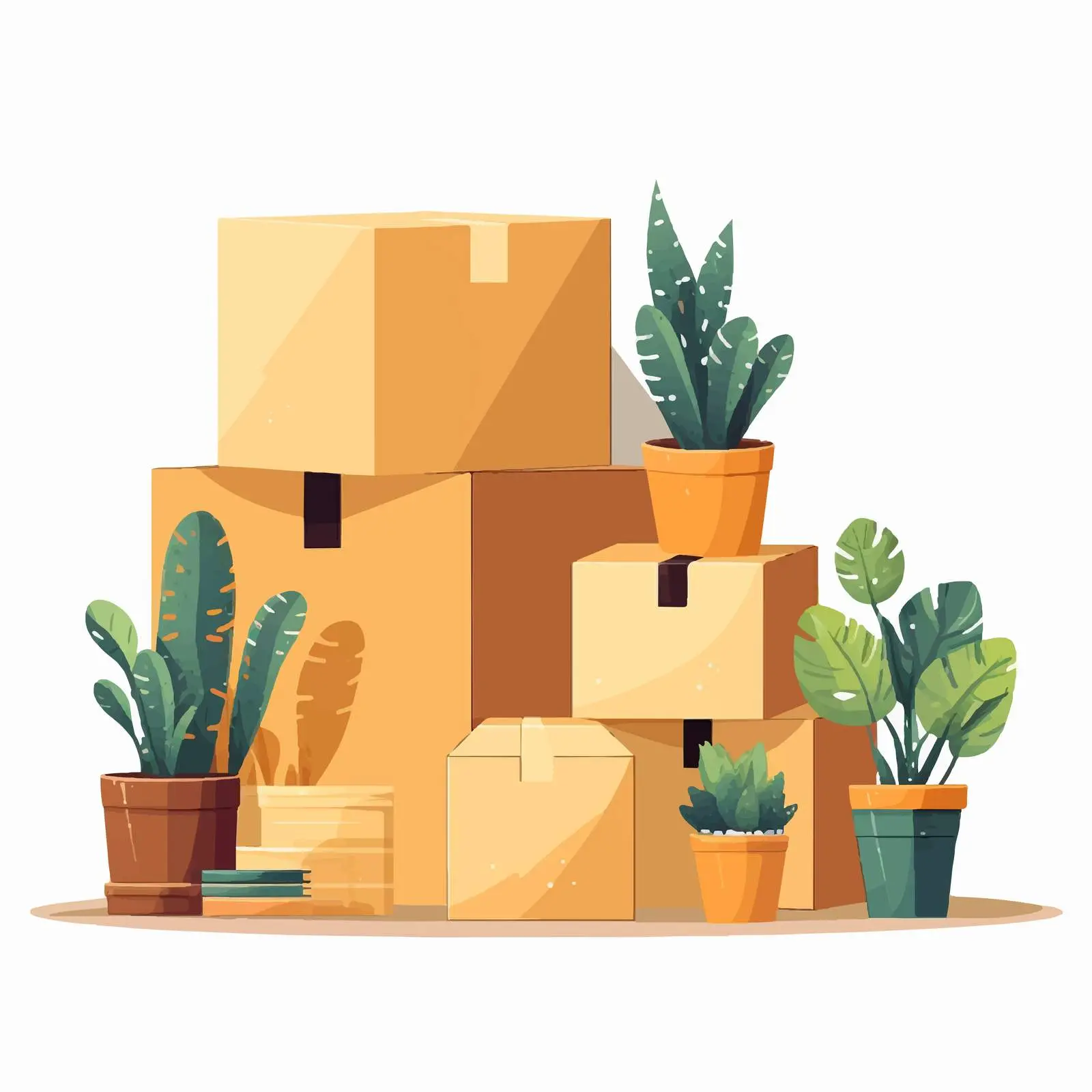 Cardboard Boxes with Home Decor Items — free download from Dotvec