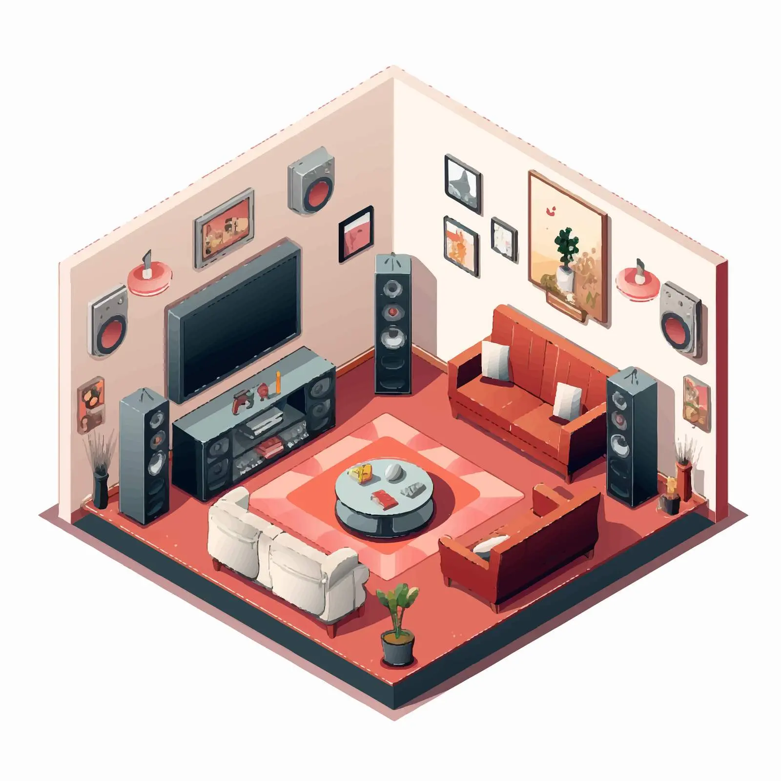 Home Theatre Vector Illustration on White Background — free download from Dotvec