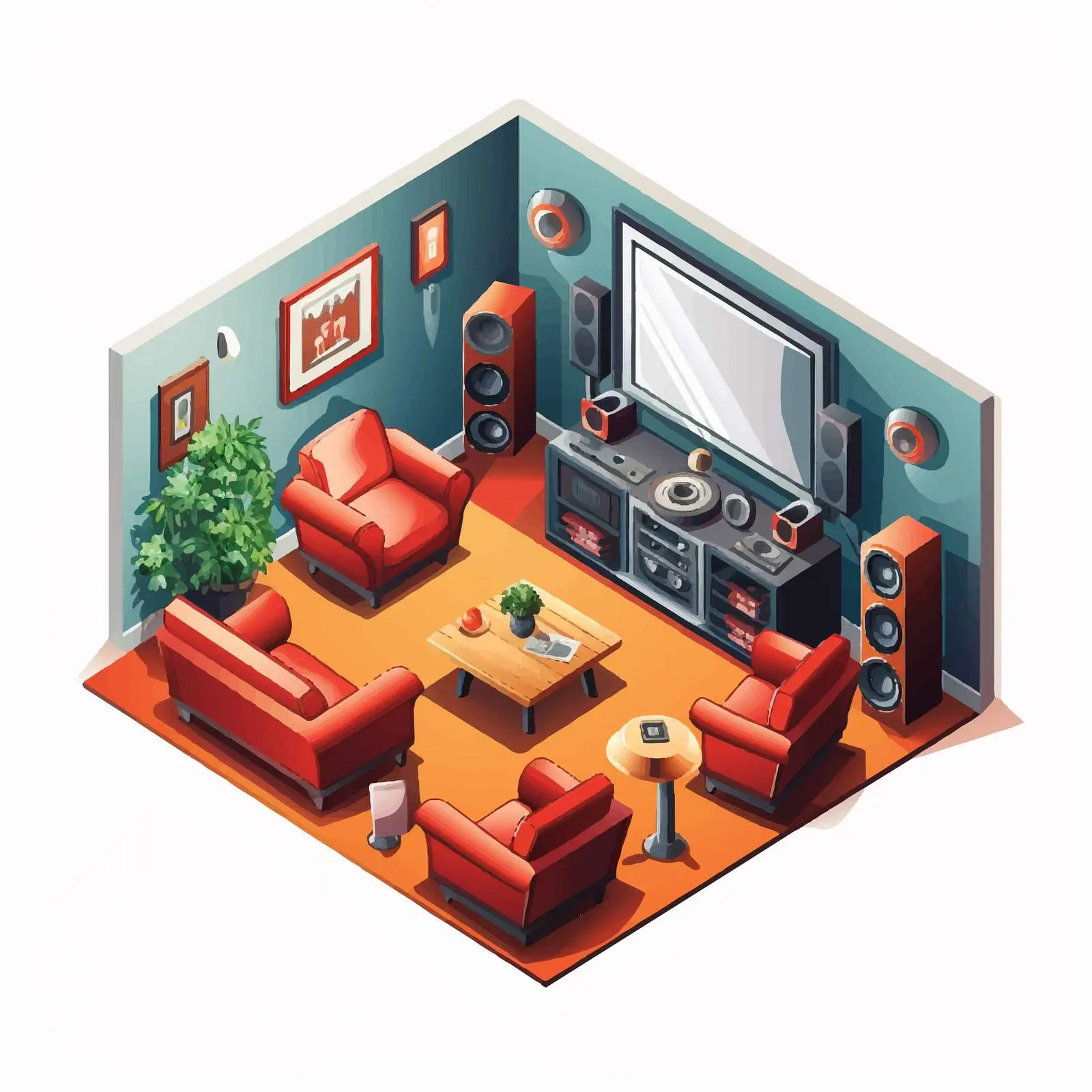 Home Theatre Vector Illustration on White Background — free download from Dotvec