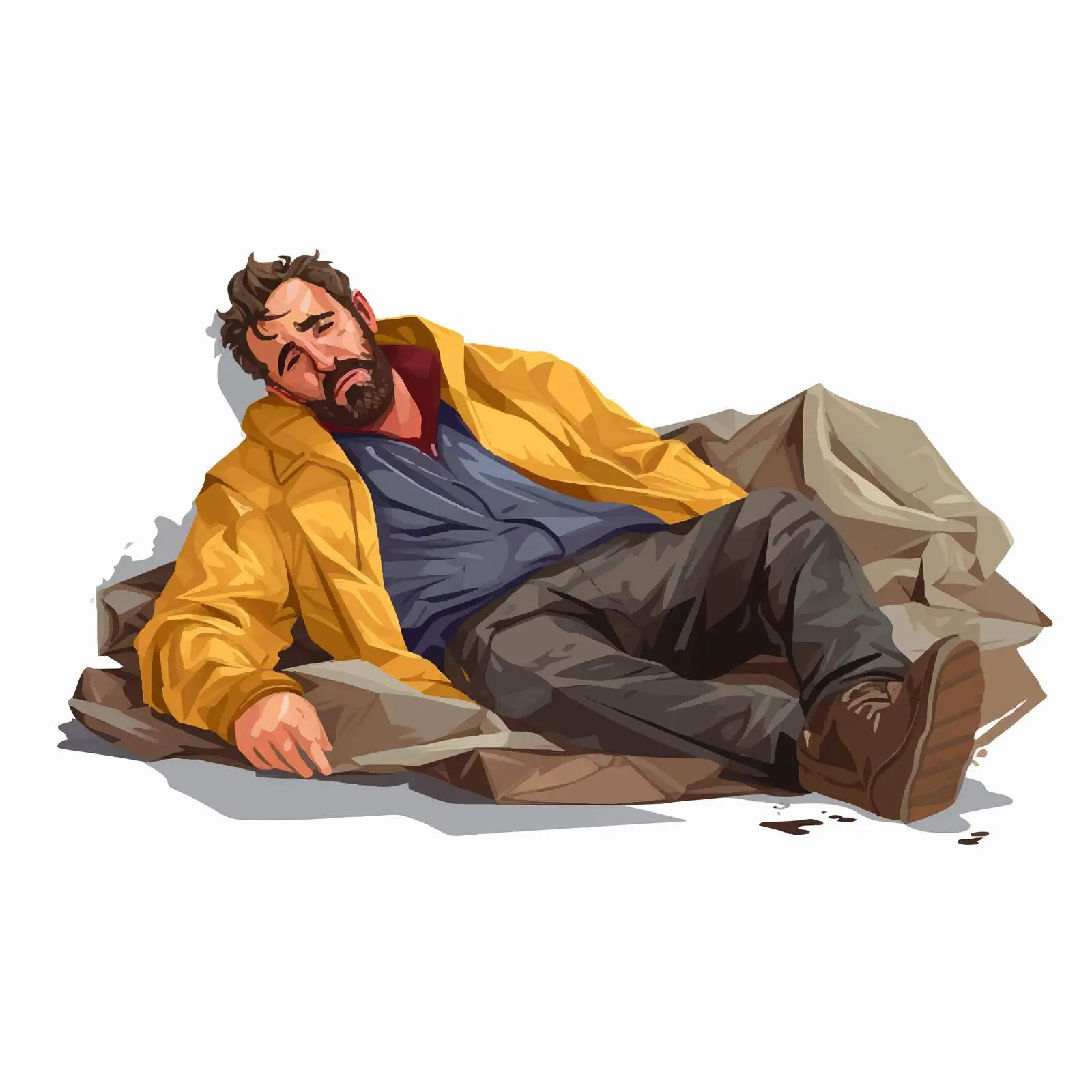 Homeless Individual on Cardboard in Ragged Clothes — free download from Dotvec