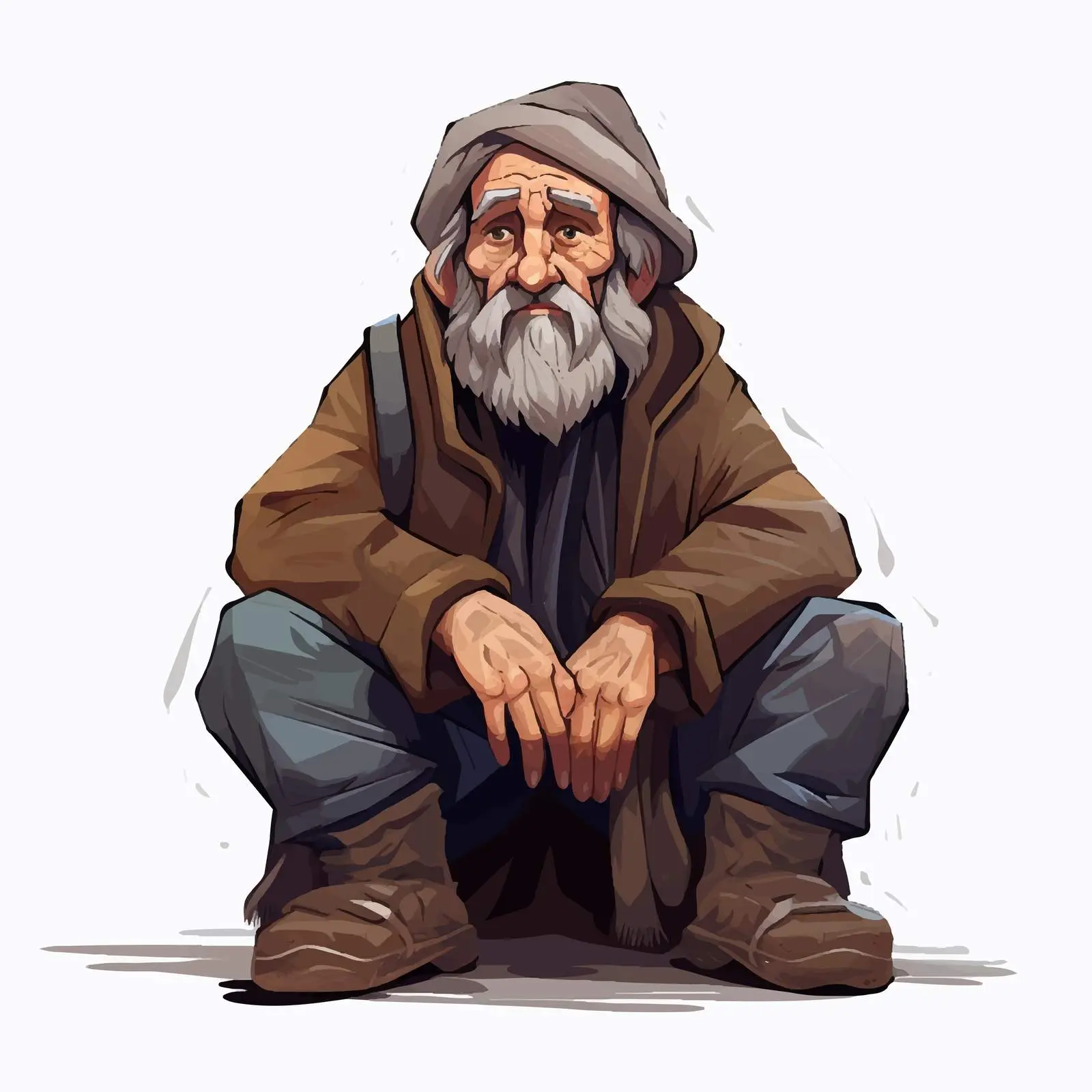 Homeless Old Man Cartoon Character Illustration – free old man image from Dotvec