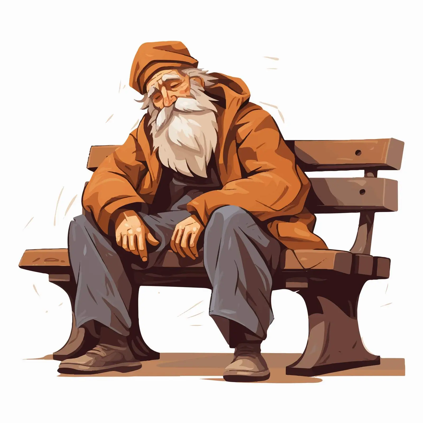 Homeless Man Sleeping on Bench Illustration — free download from Dotvec