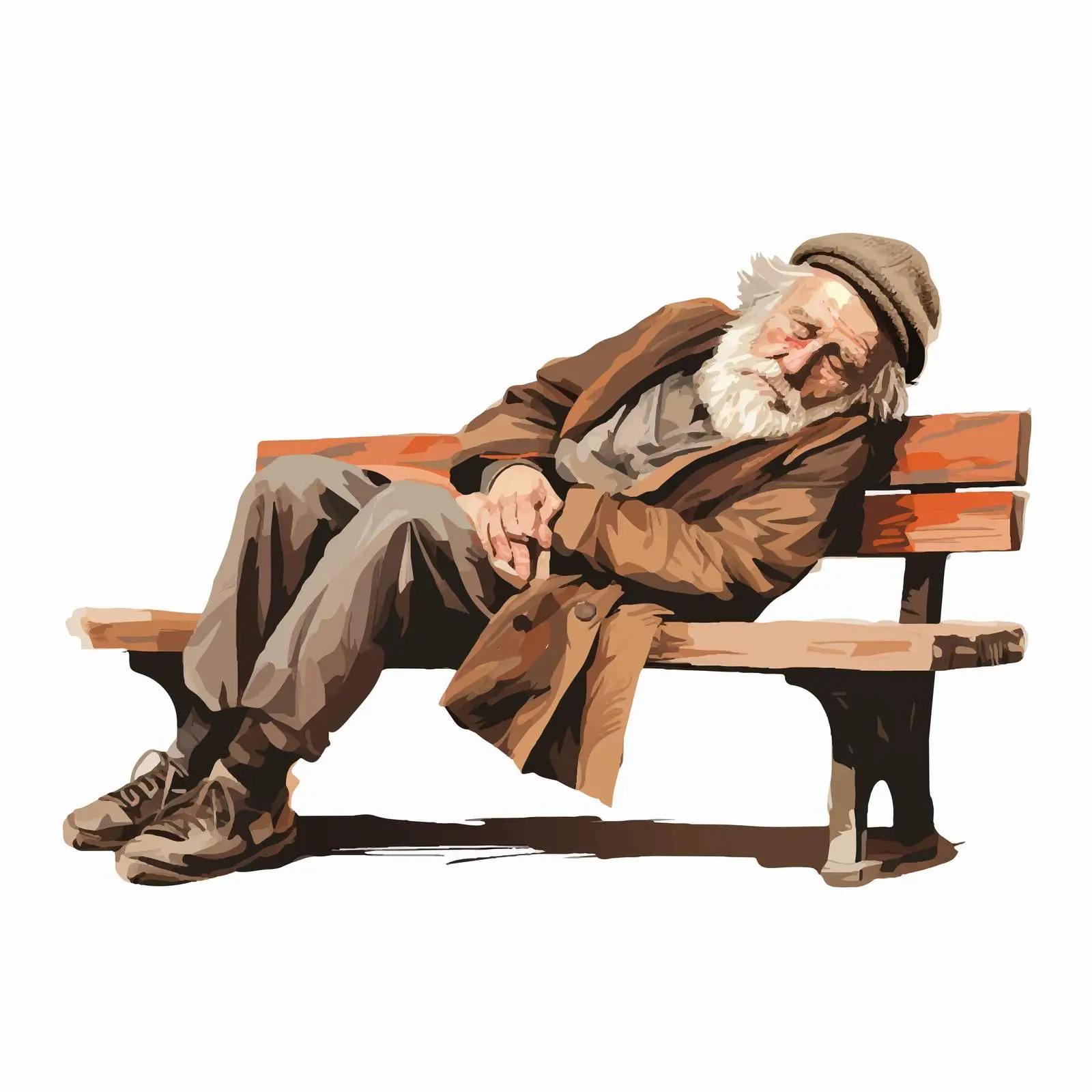 Homeless Man Sleeping on Park Bench Illustration — free download from Dotvec
