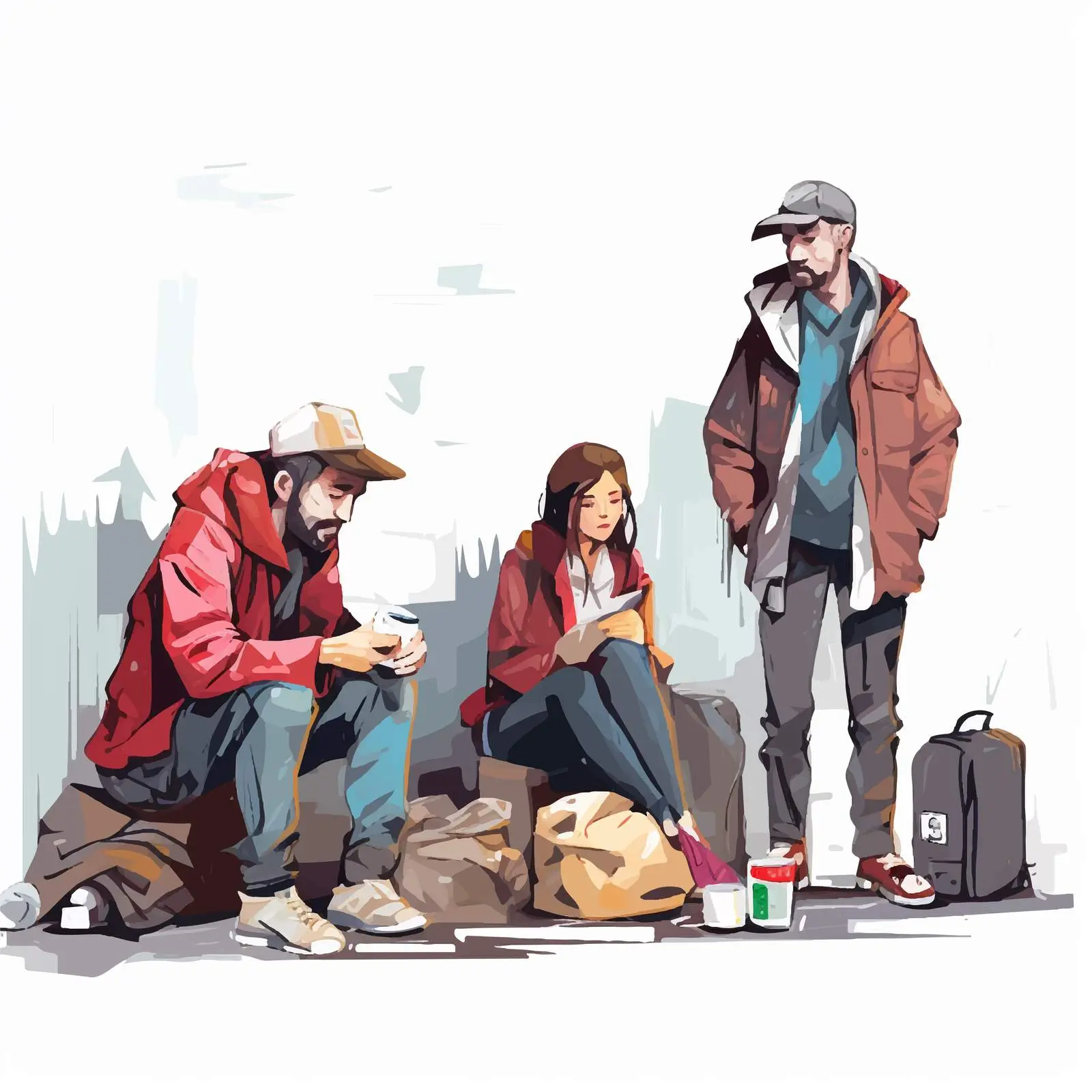 Urban Homelessness Cartoon Illustration Vector — free download from Dotvec