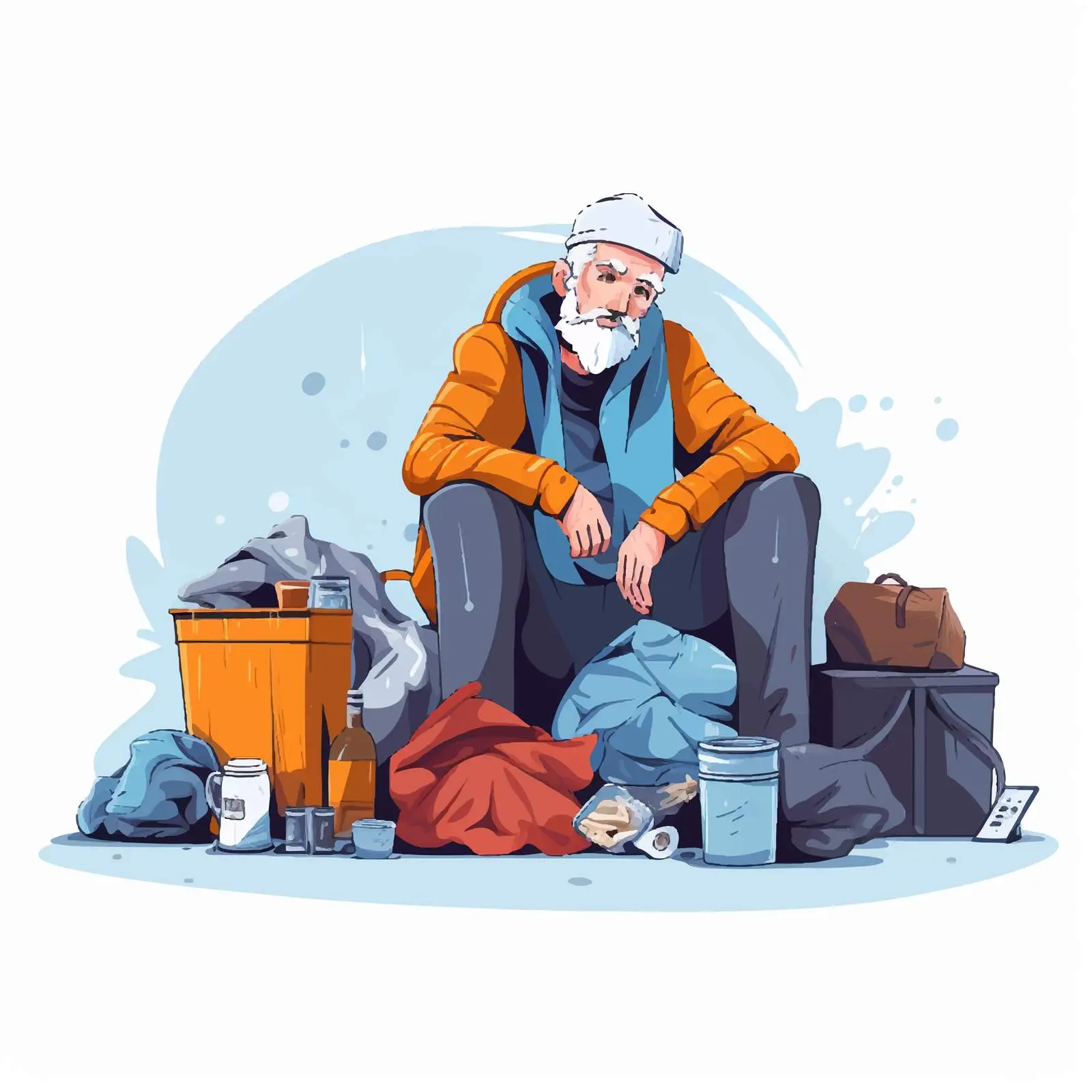 Homeless Individuals by Garbage Illustration — free download from Dotvec
