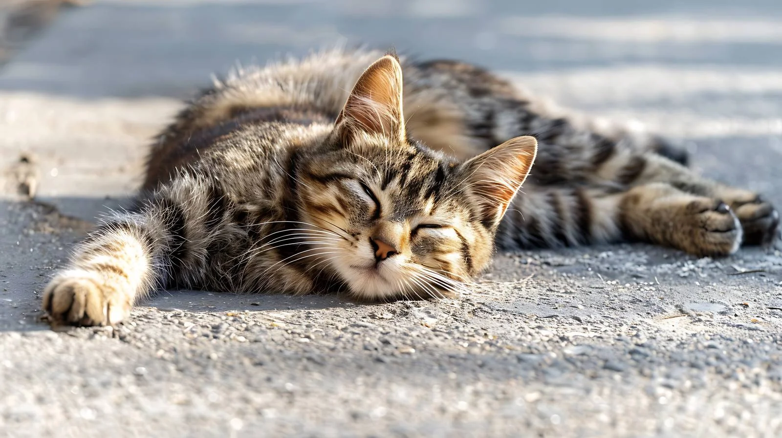 Feline enjoying spring sun, resting peacefully outside — free download from Dotvec