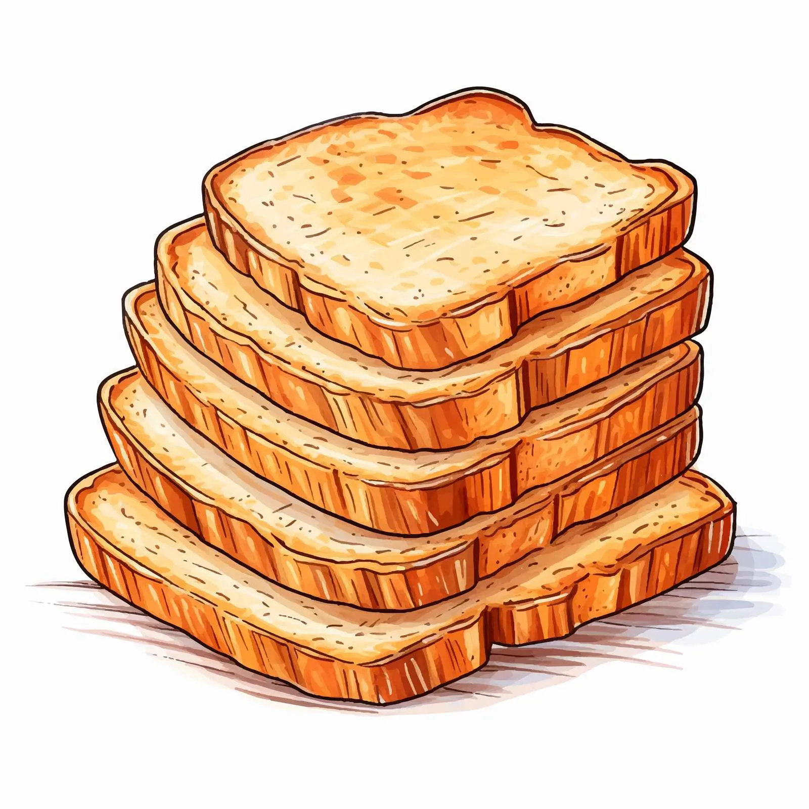 Soft Sliced Homemade Bread on Watercolor Background – free culinary illustration image from Dotvec