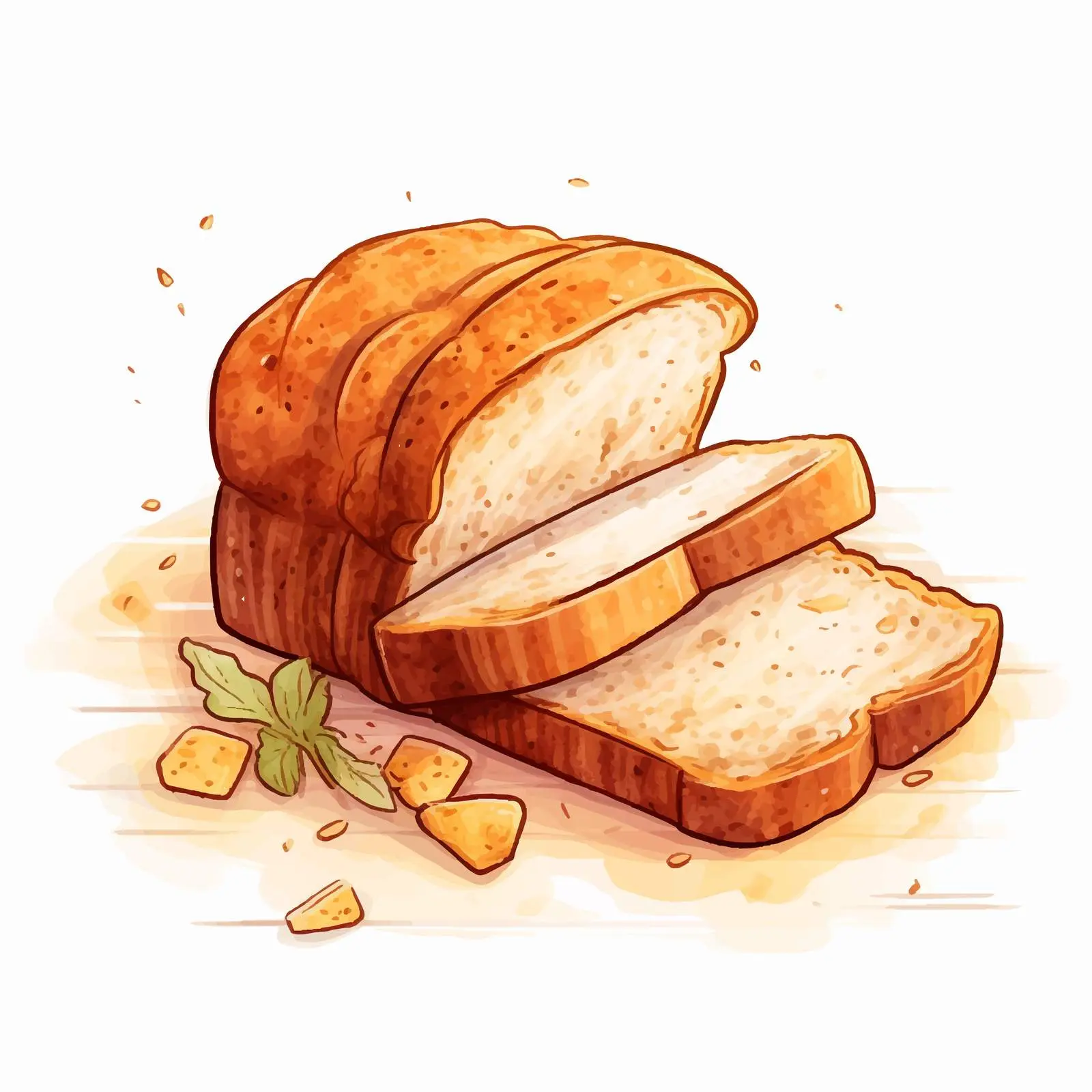 Soft Sliced Homemade Bread on Watercolor Background — free download from Dotvec