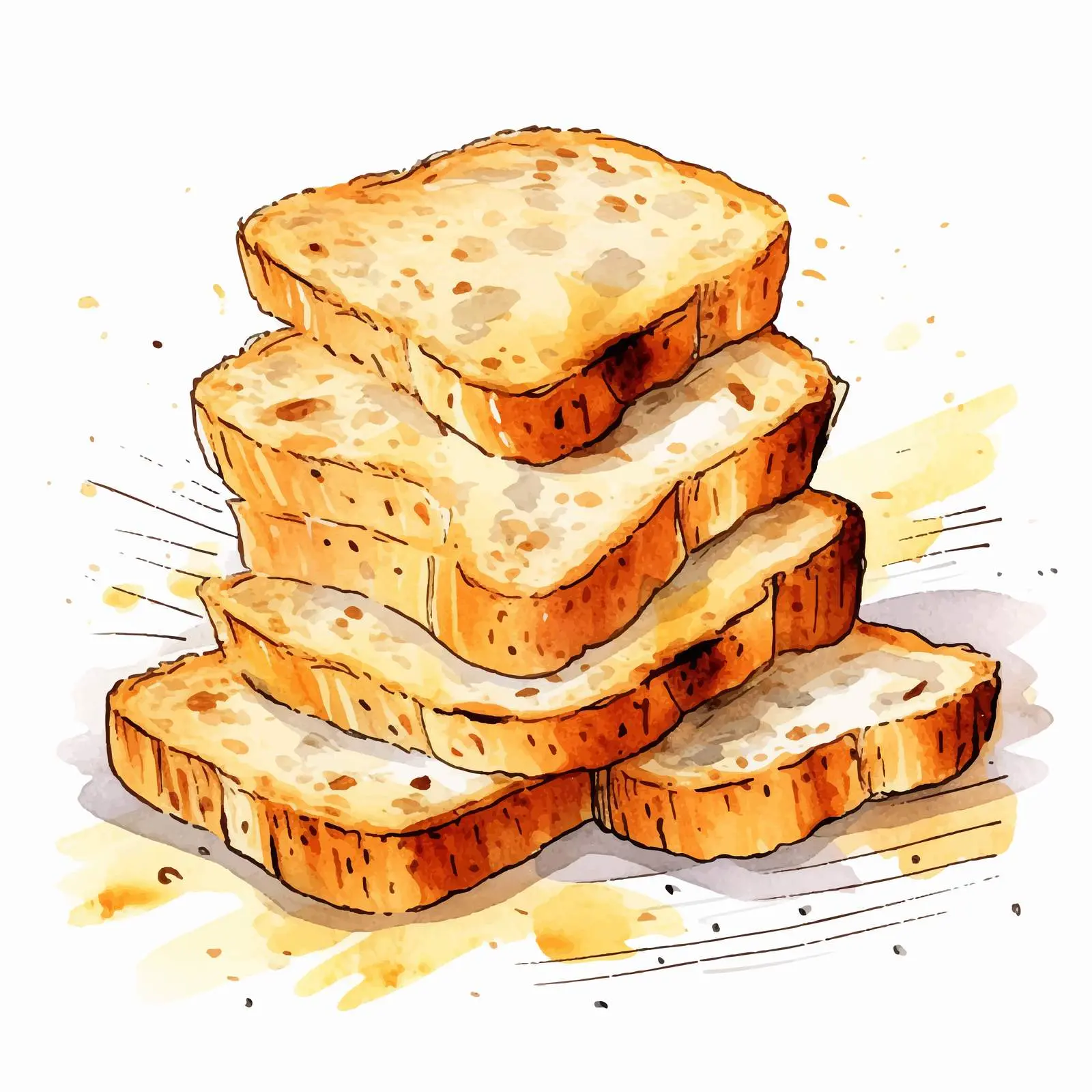 Soft Sliced Homemade Bread on Watercolor Background — free download from Dotvec