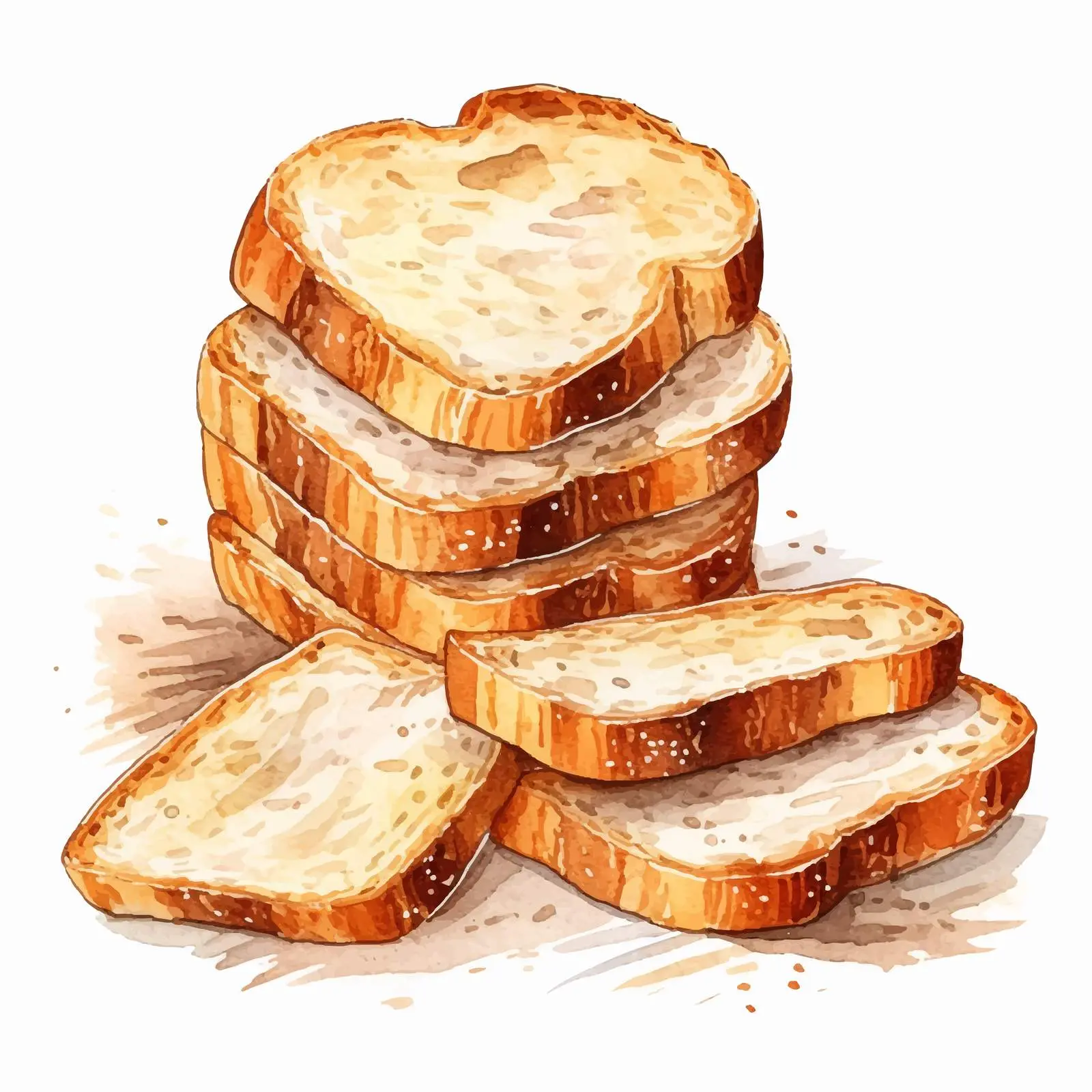 Soft Homemade Bread Slices on Watercolor Background — free download from Dotvec