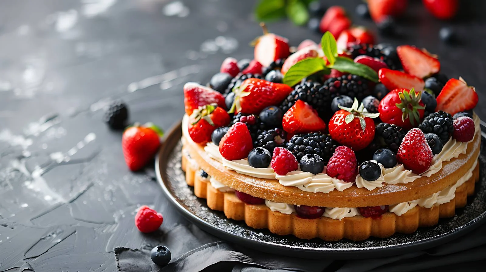 Berry Cake on Dark Background — free download from Dotvec