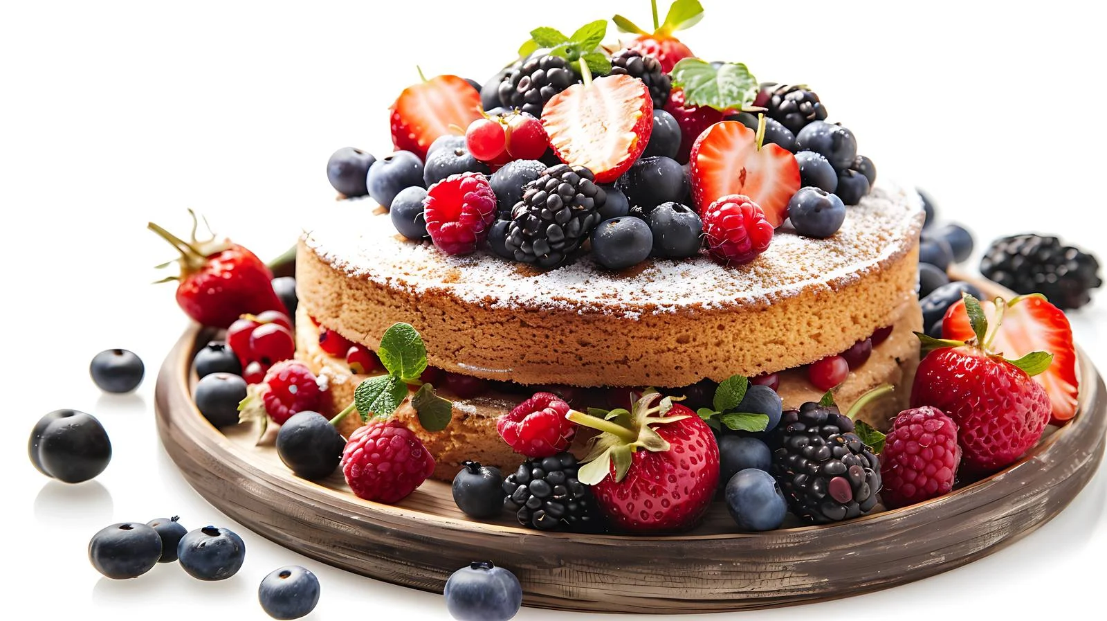 Berry Cake on Wooden Background — free download from Dotvec
