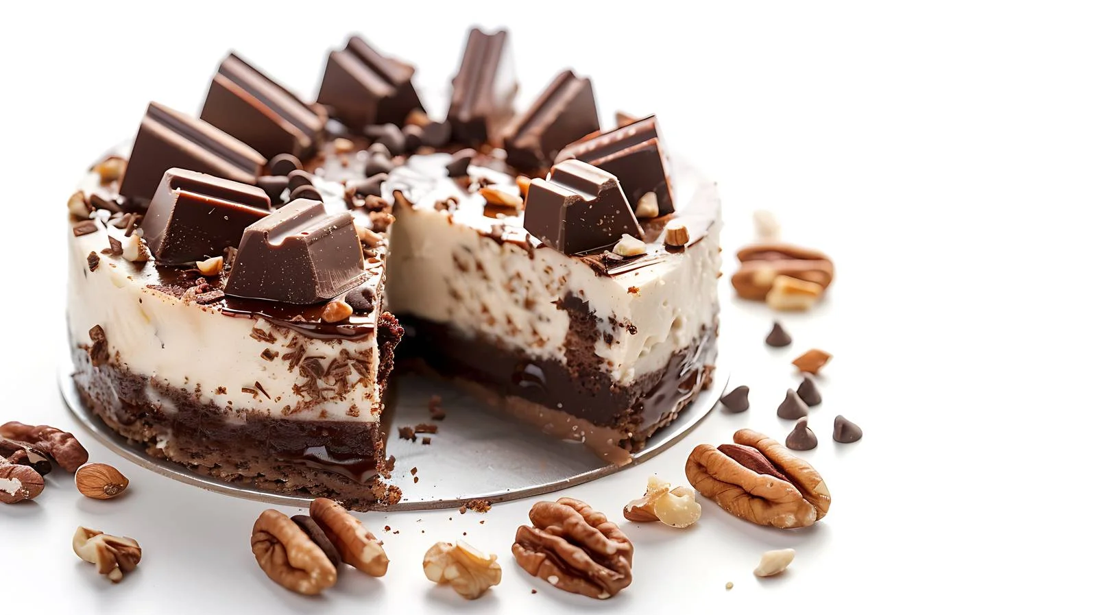 Delicious Cold Cake with Chocolate and Nuts — free download from Dotvec