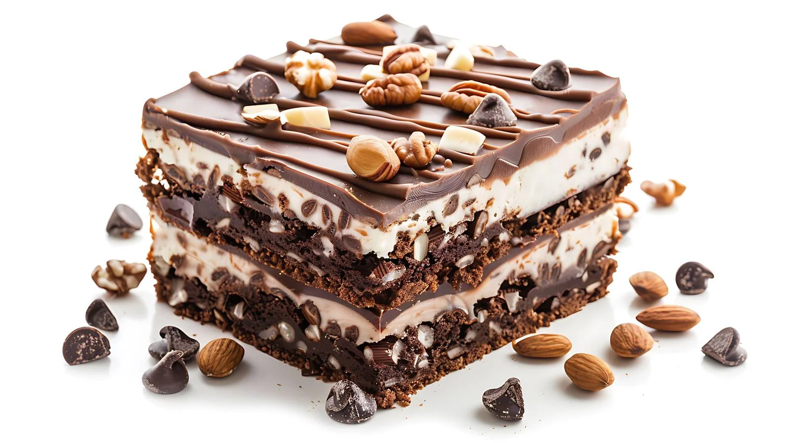 Delicious Cold Chocolate Nut Cake Isolated — free download from Dotvec