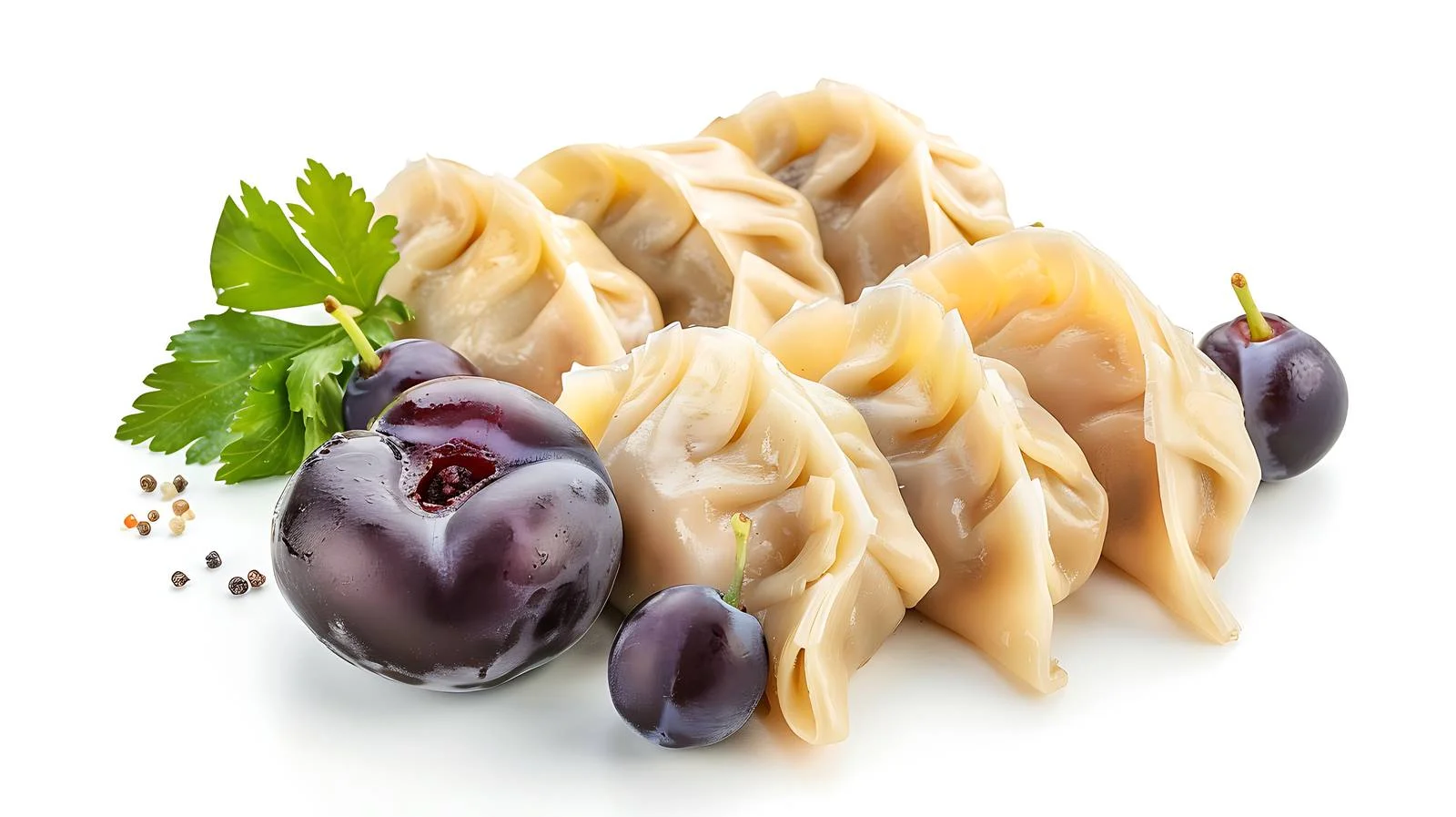 Plum-filled Homemade Dumplings on White Background — free download from Dotvec