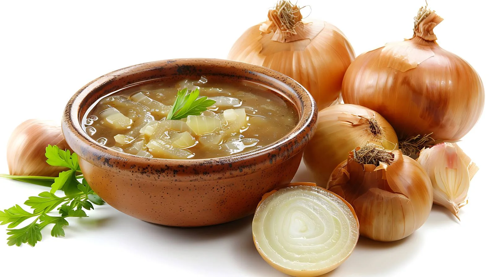 Delicious Homemade Onion Soup on White — free download from Dotvec