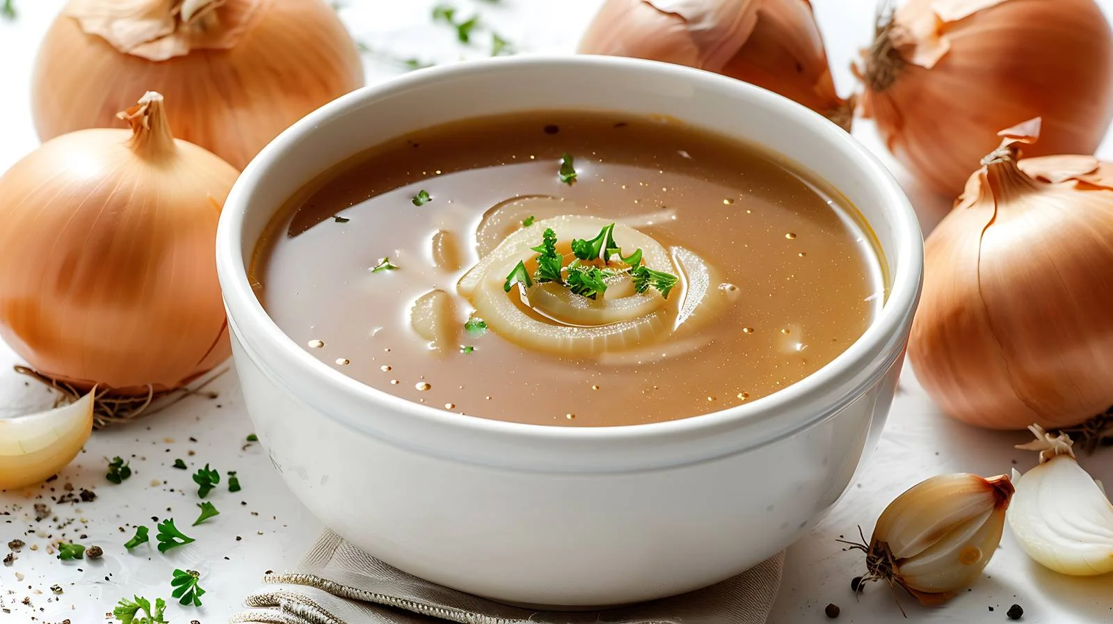 Delicious Homemade Onion Soup on White — free download from Dotvec