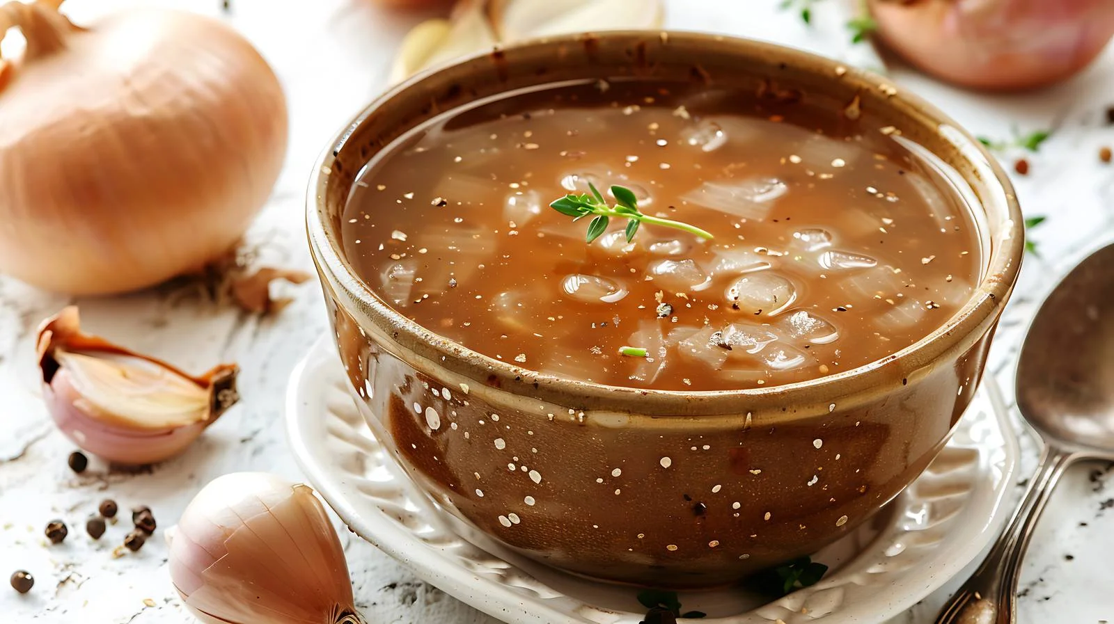 Delicious Homemade Onion Soup on White Background — free download from Dotvec