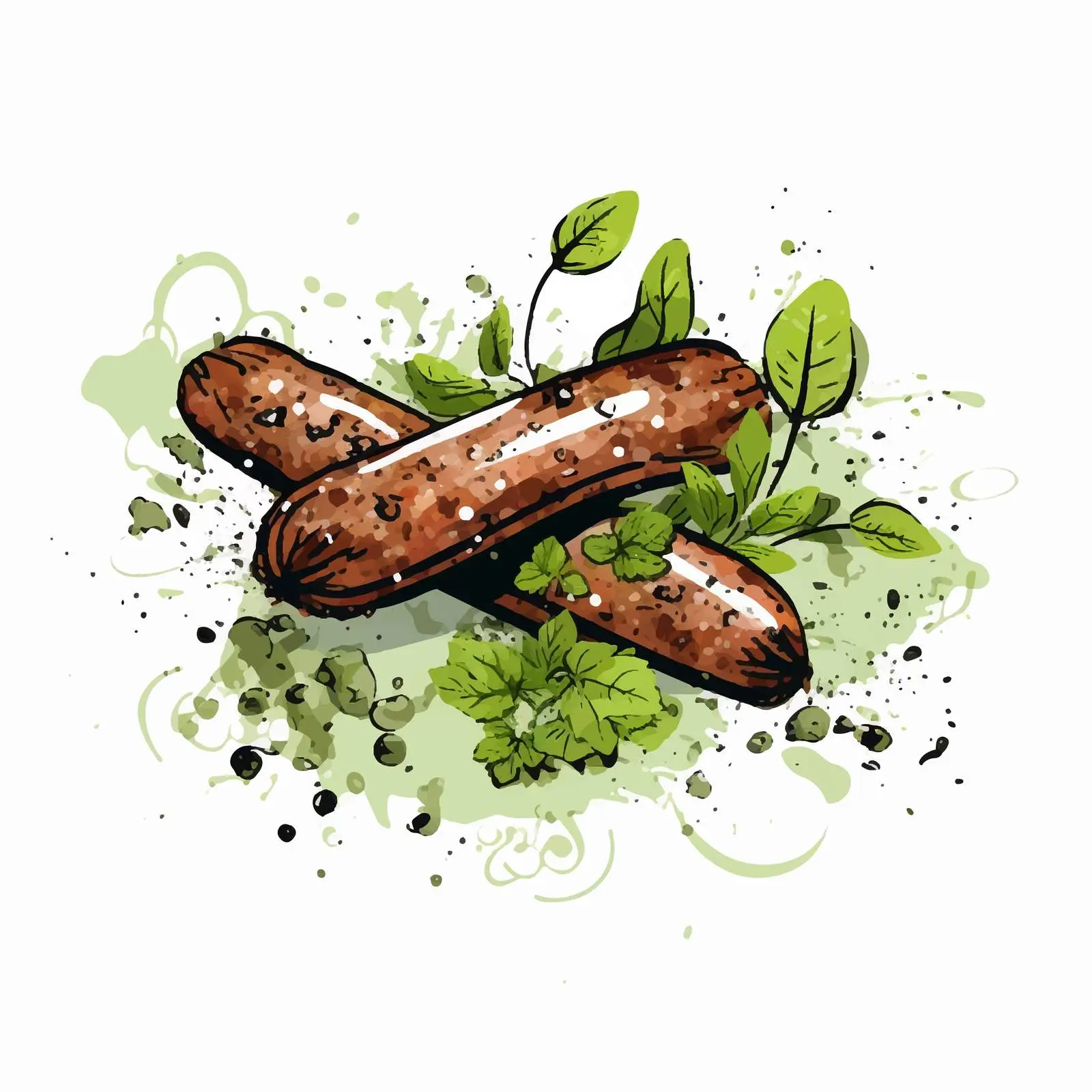 Homemade Sausages with Greens in European Cuisine — free download from Dotvec
