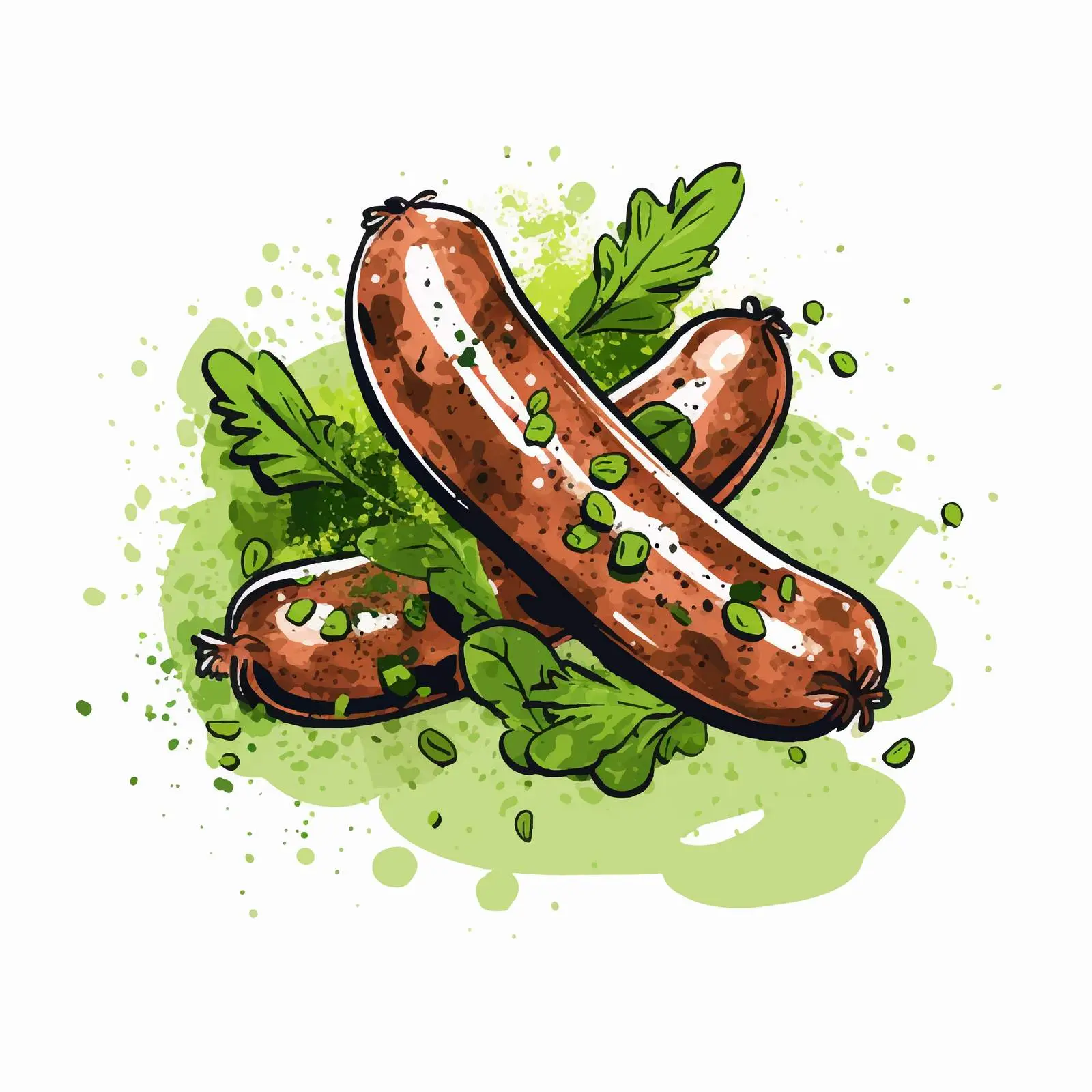 Homemade Sausages with Greens in European Cuisine – free fresh greens image from Dotvec